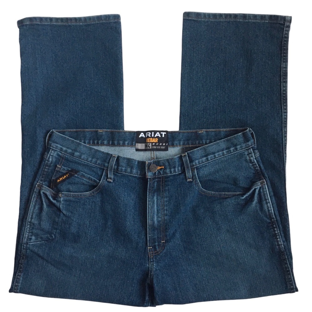 Ariat Rebar M4 Low Rise Boot in Carbine Wash Blue Denim Jeans Size 38X40